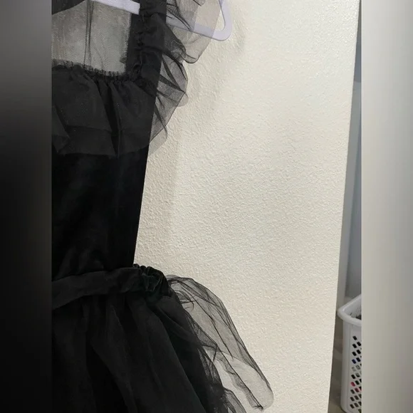 Zara Wednesday Adam’s Black Dress Tule Ruffle Victorian Peter Pan Collar - Picture 5 of 8